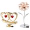 Matashi 24K Gold Plated Double Heart Happy Anniversary Banner Ornament W Chrome And Rose Gold Plated Sunflower Figurine